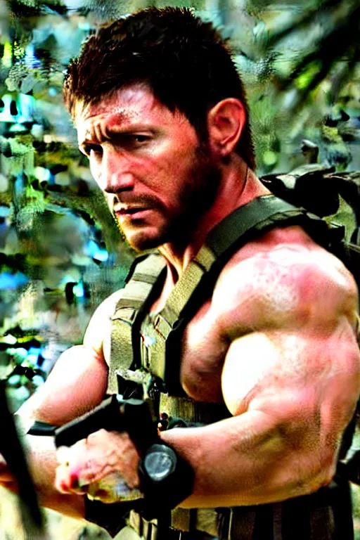 Prompt: chris redfield in rambo ( film series ), realistic photo