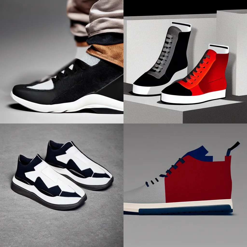 Prompt: sneaker inspired by the bauhaus design movement