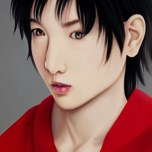 Image similar to Ranma hyperrealistic digital art trending on artstation bye Nestor Leynes