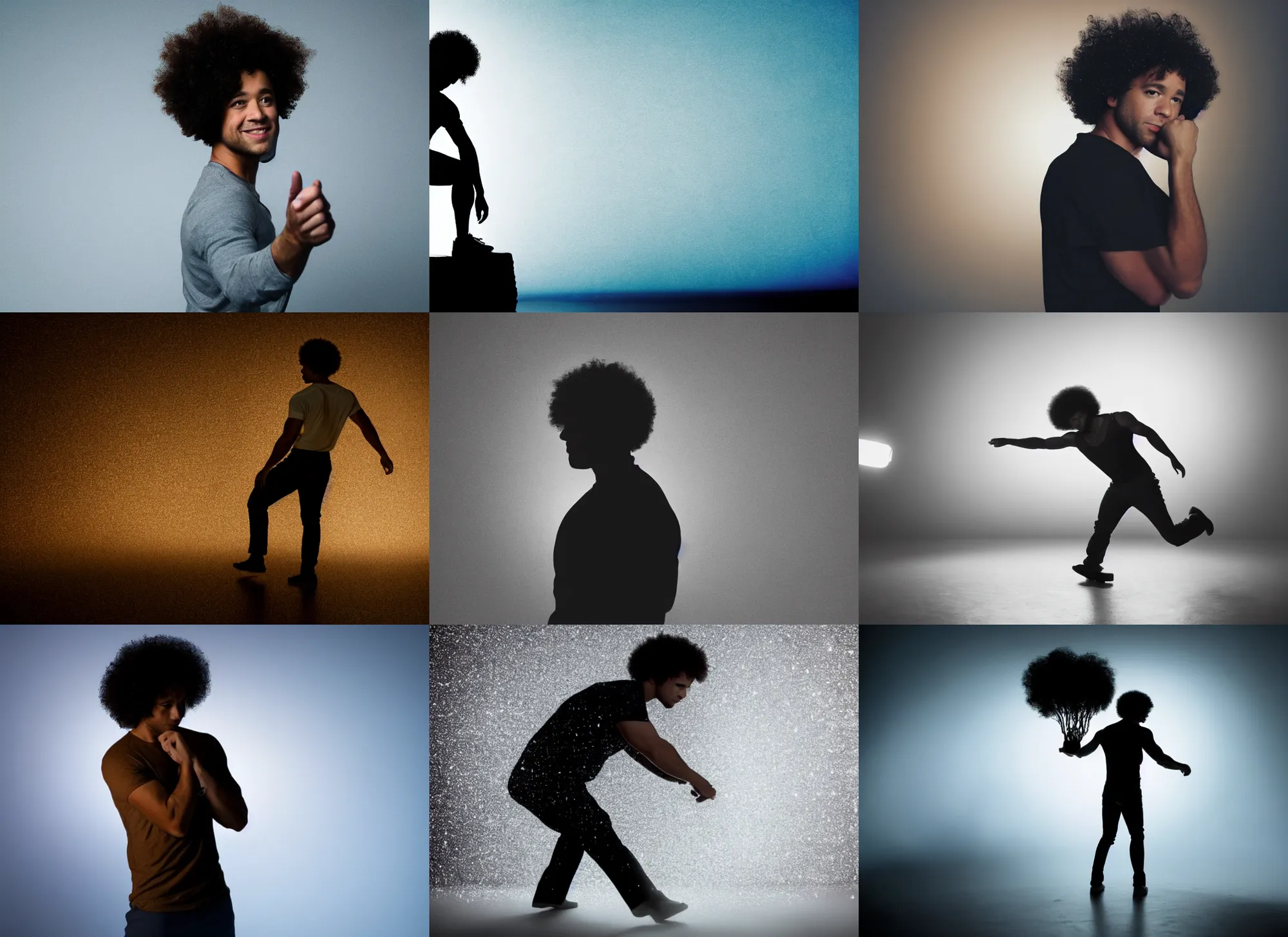 Prompt: photo still of behind view, silhouette of corbin bleu enchanting a floating object, 8 k, studio lighting bright ambient lighting key light, 8 5 mm f 1. 8