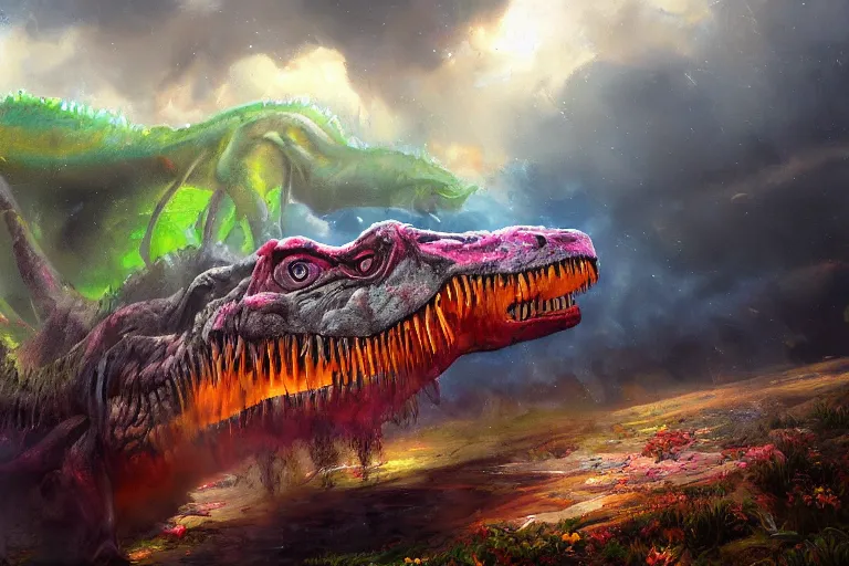 Highly Detailed Oil Painting Of A Tyrannosaurus Rex In Stable Diffusion Openart