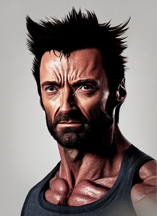 Image similar to portrait of Hugh Jackman as Wolverine, cinematic lighting, BACKLIGHTING, artstation