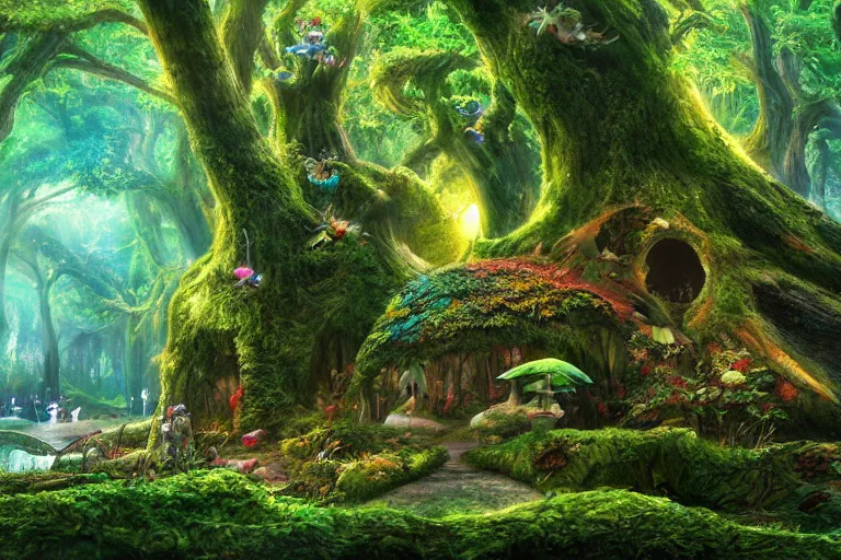 Image similar to fairy kingdom forest, miyazaki, nausicaa, high quality, high resolution, 4 k