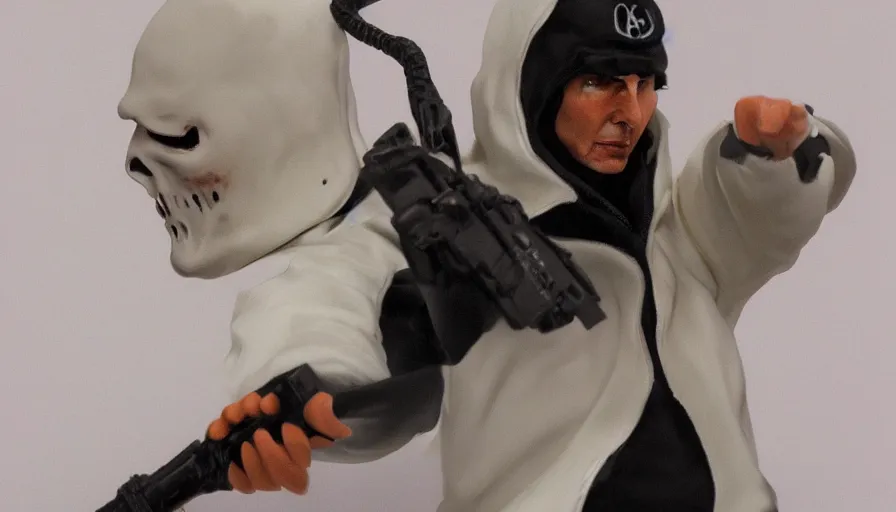 Image similar to hand painted figurine of tom cruise as ghostface from scream, hyperdetailed, artstation, cgsociety, 8 k