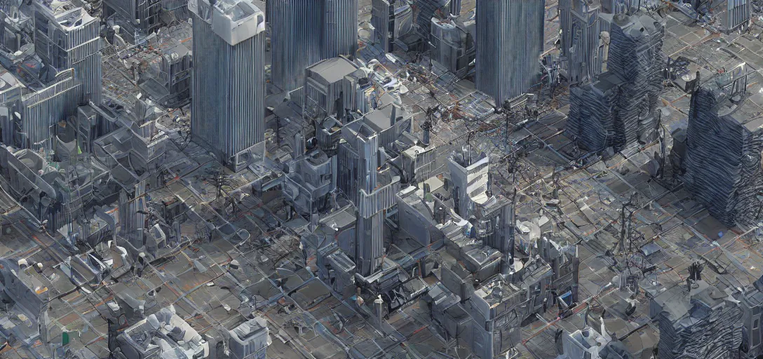 Prompt: 3 d render a city - sized computer powered by human brains dystopian