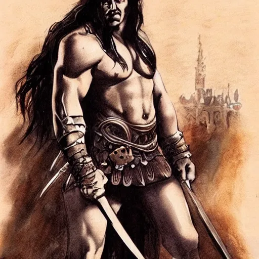 Prompt: disney concept of conan the barbarian