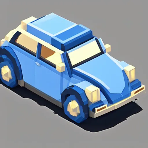 Image similar to a volkswagen beetle made of voxels isometric hd