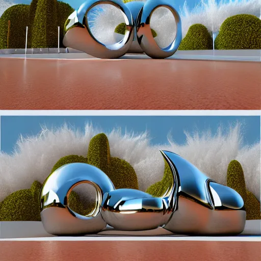 Image similar to hyperfuturism abstract 3 d object, liquid metal, chrome, fur, octane render, high detail