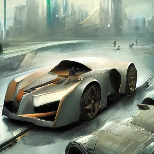 Image similar to aftermarket car, elegant, digital painting, concept art, smooth, sharp focus, art style from Wang Ke and Greg Rutkowski and Bruce Kaiser and Scott Robertson and Dmitry Mazurkevich and Doruk Erdem and Jon Sibal, small style cue from Blade Runner and Minority Report and iRobots