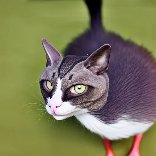 Image similar to a goose - cat - hybrid, animal photography