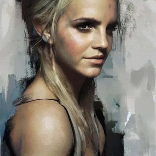 Image similar to britney spears and emma watson morphed together, hybrid, jeremy mann painting