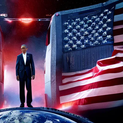 Image similar to Movie still of protomolecule Barack Obama in The Expanse