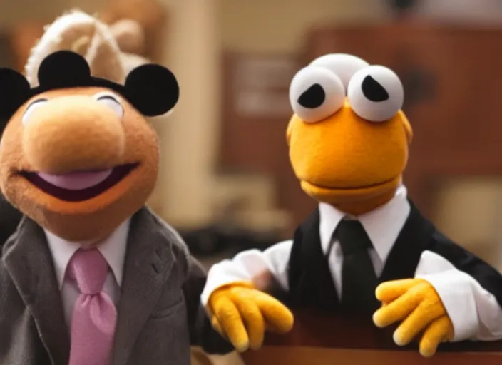Image similar to film still of Michael Scott as a muppet from The Office, 4k
