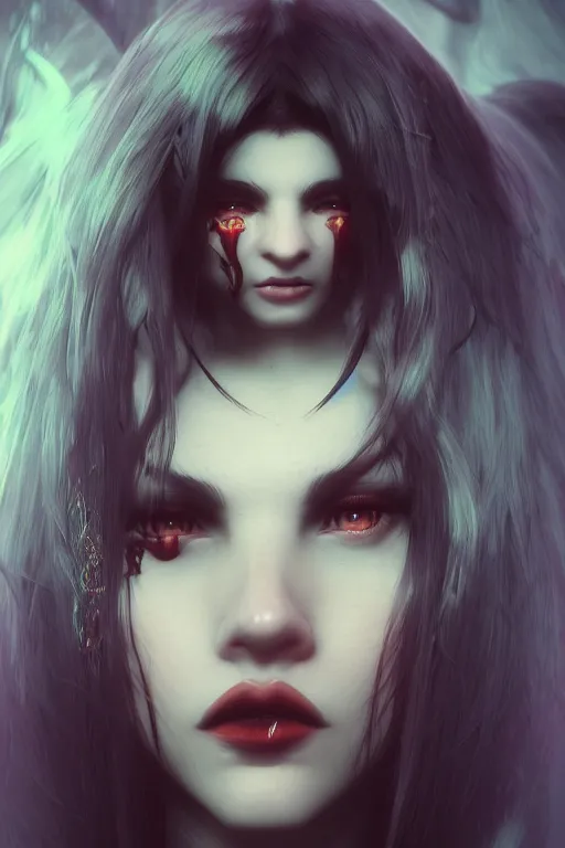 portrait of a beautiful demonic girl by gharliera, | Stable Diffusion