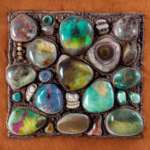 Image similar to gemstone forest, tribal art