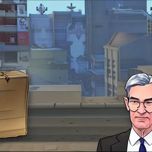 Image similar to Screenshot of Jerome Powell in Overwatch