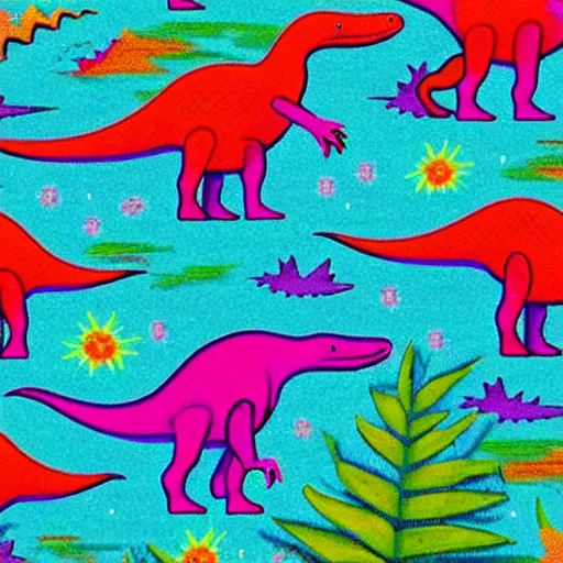 Image similar to dinosaurs on lsd