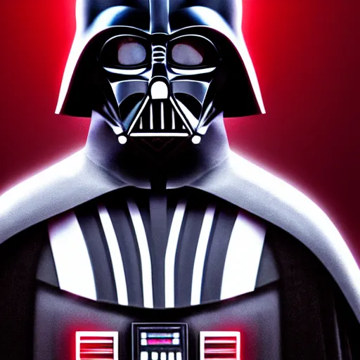 Prompt: darth vader but his suit is red, high detail, 8 k