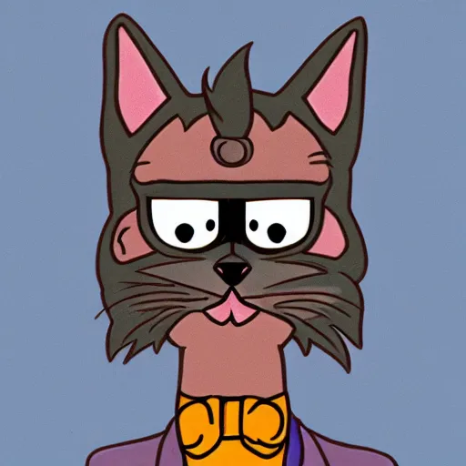 Image similar to a cat in the style of rick sanchez