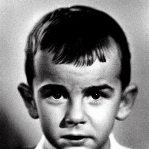 Prompt: a face portrait of sean connery at 6 years old. photography.
