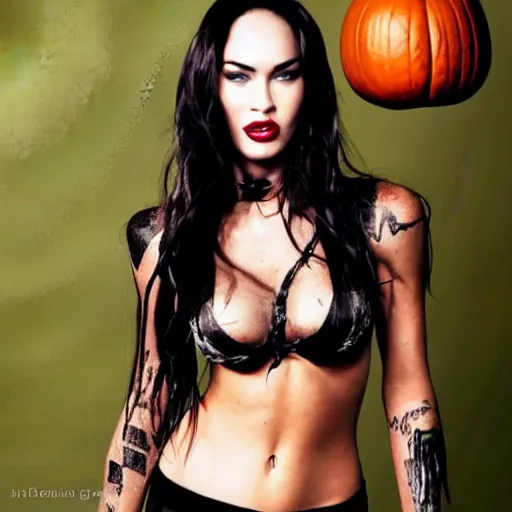 Image similar to megan fox portrait, halloween, halloween costumes, vampire, zombie, mummy, scary, dark, horror