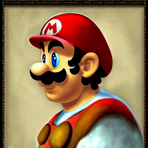 Prompt: a portrait of super - mario!!!!!! painting by da vinci