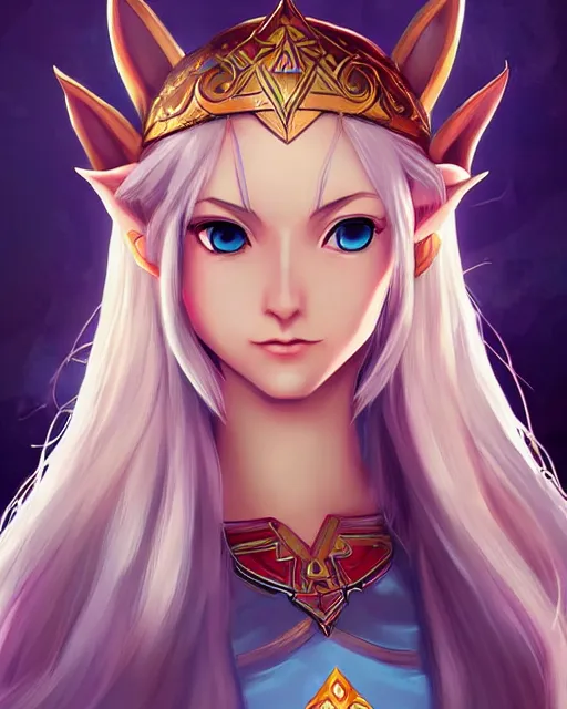 Image similar to Elf Princess Legend of Zelda anime character digital illustration portrait design by Ross Tran, artgerm detailed, soft lighting