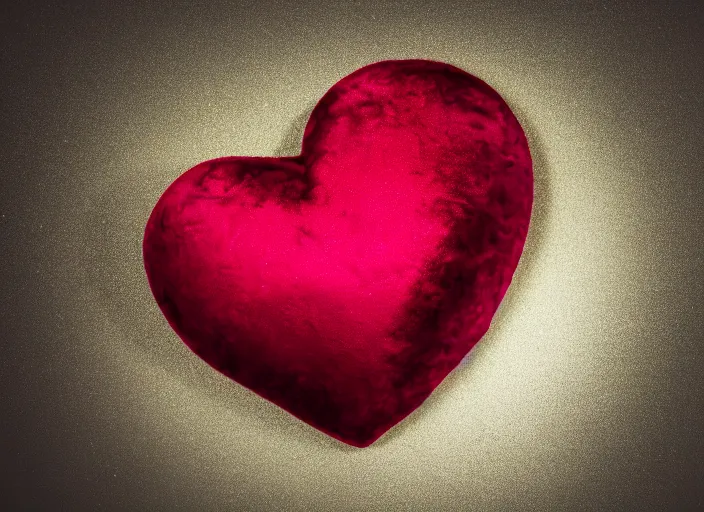 Image similar to floating velvet heart, front view, award winning photo, 4k