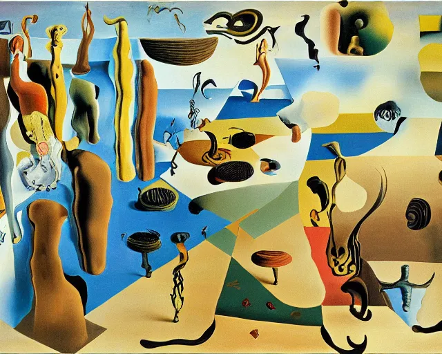 Prompt: invasion of the rugs, painted by salvador dali