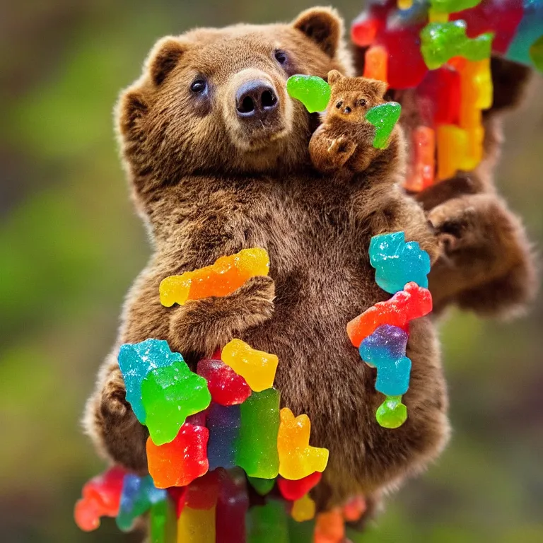 Image similar to close up national geographic photo of wild candy gummy bear wildlife photograph