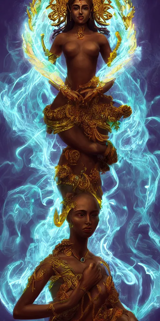 Prompt: goddess of endless transgression of life and death in paradise, concept art trending on artstation, glowing light 8 k