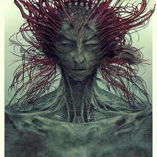 Prompt: “ a simple concept art portrait of a predatory alien species, an award winning yoshitaka amano digital art, by adrian ghenie and gerhard richter. art by takato yamamoto. masterpiece, deep colours. ”