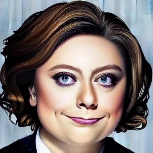 Prompt: rachel bloom crossed with donald trump, hybrid of rachel bloom and donald trump