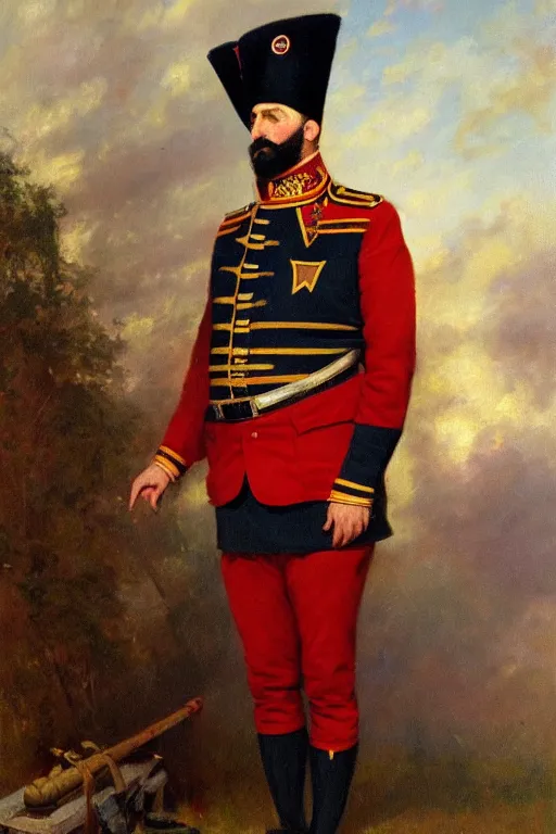 Image similar to full body portrait of the dictator of the washington wizards, 1 8 8 9, in full military garb, oil on canvas by william sidney mount, trending on artstation