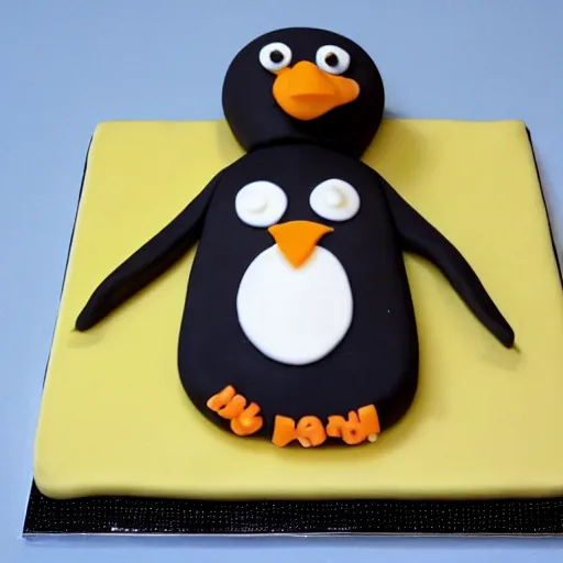 Image similar to birthday cake in the shape of a penguin