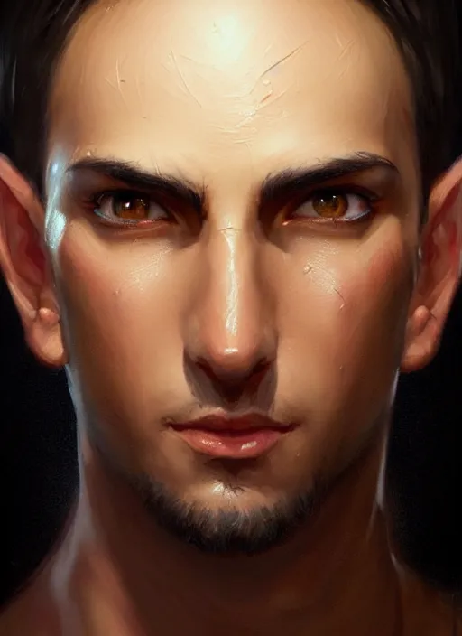 Prompt: a _ fantasy _ style _ portrait _ painting _ of light brown argentinian male short black hair defined chiseled facial features face big ears, rpg dnd oil _ painting _ unreal _ 5 _ daz. _ rpg _ portrait _ extremely _ detailed _ artgerm _ greg _ rutkowski _ greg