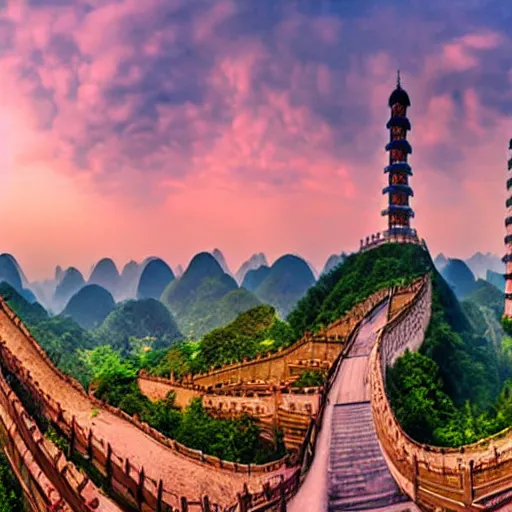 Prompt: a panoramic view of china