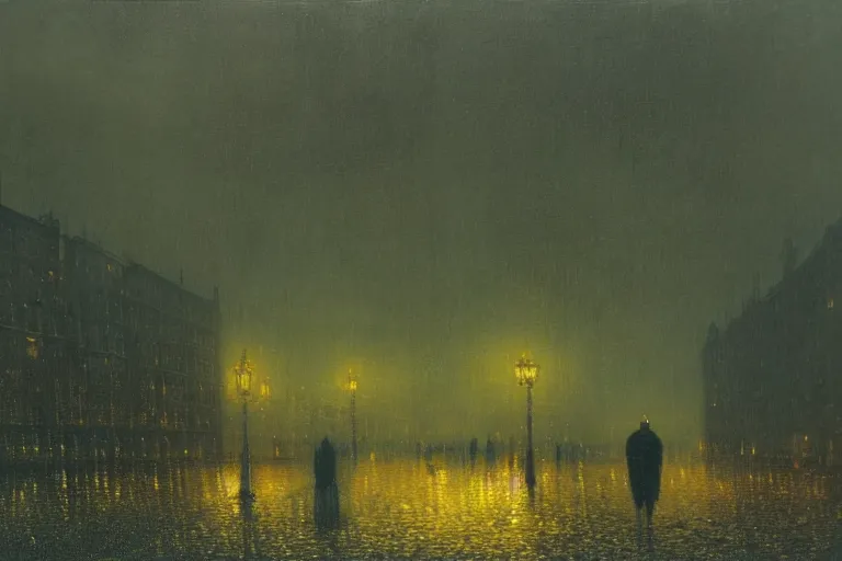 Prompt: a painting of stormy night in city, eerie, supernatural, by john atkinson grimshaw and caspar david friedrich, acrylic art, artstation hd