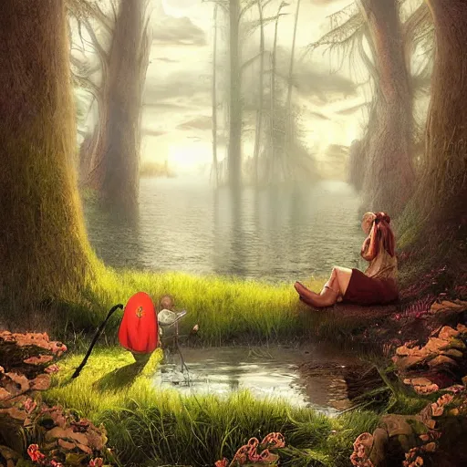 Prompt: brother grimms fairytale lakehouse rabbit digital art, irina french, heraldo ortega, mandy jurgens trending on artsation golden ratio 8 k 1 5 0 mpx