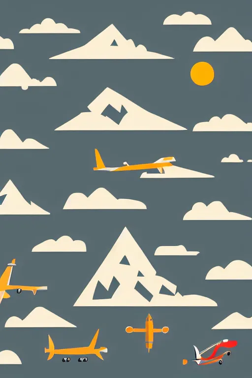 Image similar to airplane mountain flat vector illustration trending on artstation