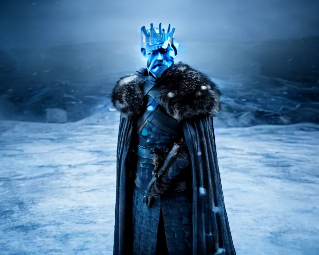 Image similar to justin sun as night king in game of thrones entombed in ice, 4 k, epic, cinematic, focus, movie still, fantasy, extreme detail, atmospheric, dark colour, sharp focus