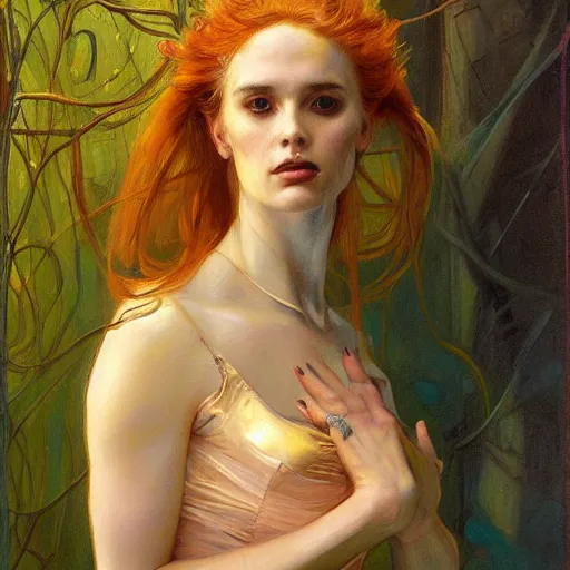 Image similar to a painting in the style of donato giancola, and in the style of charlie bowater, and in the style of albert besnard. smooth, sharp focus, semi - realism, symmetry.