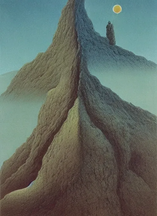 Image similar to mountain caby by beksinski and salvadore dali