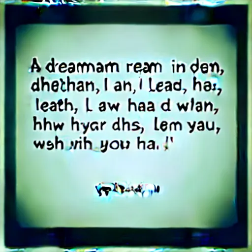 Image similar to a dream, all a dream, that ends in nothing, and leaves the sleeper where he lay down, but i wish you to know that you inspired it.