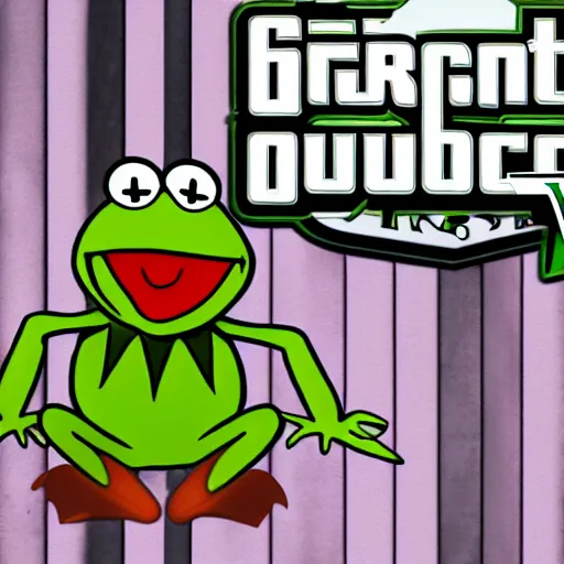 Prompt: Kermit the Frog in a GTA Loading Screen