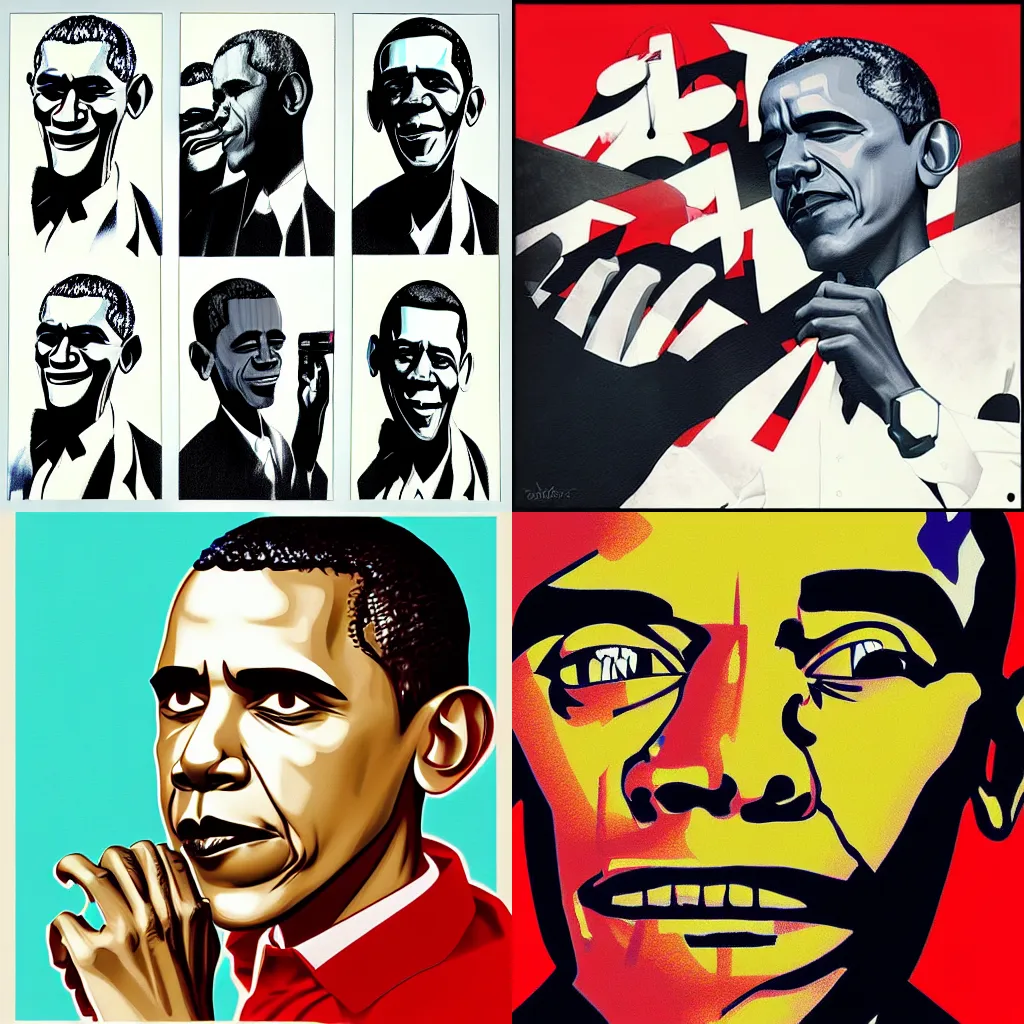 Prompt: Barack Obama, Gorillaz album cover,