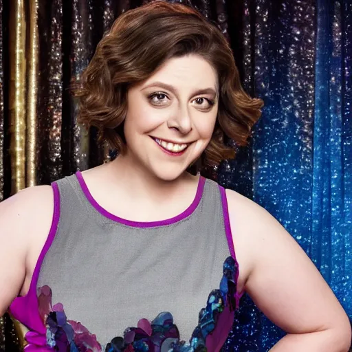 Image similar to rachel bloom dressed like the lady from that cookie wrapper in the trash, ultra detailed, 8 k resolution, ultrarealistic