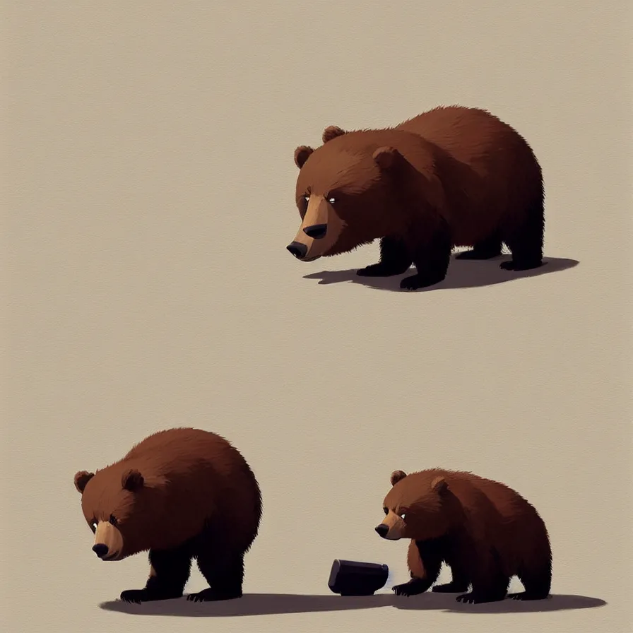 Prompt: a bear from the front, flat bottom, art by Goro Fujita, ilustration, concept art, sharp focus, ArtStation, Deviantart
