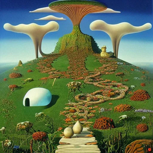 Image similar to the path less taken by jacek yerka, roger dean and salvadore dali w - 7 6 8