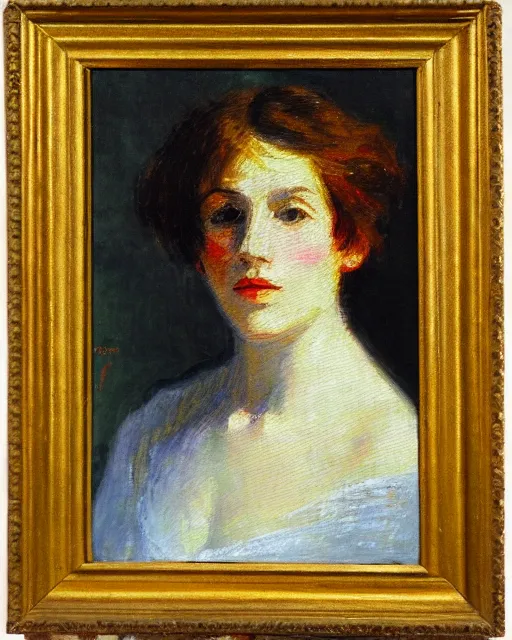 Image similar to impressionist portrait of a young woman, french art